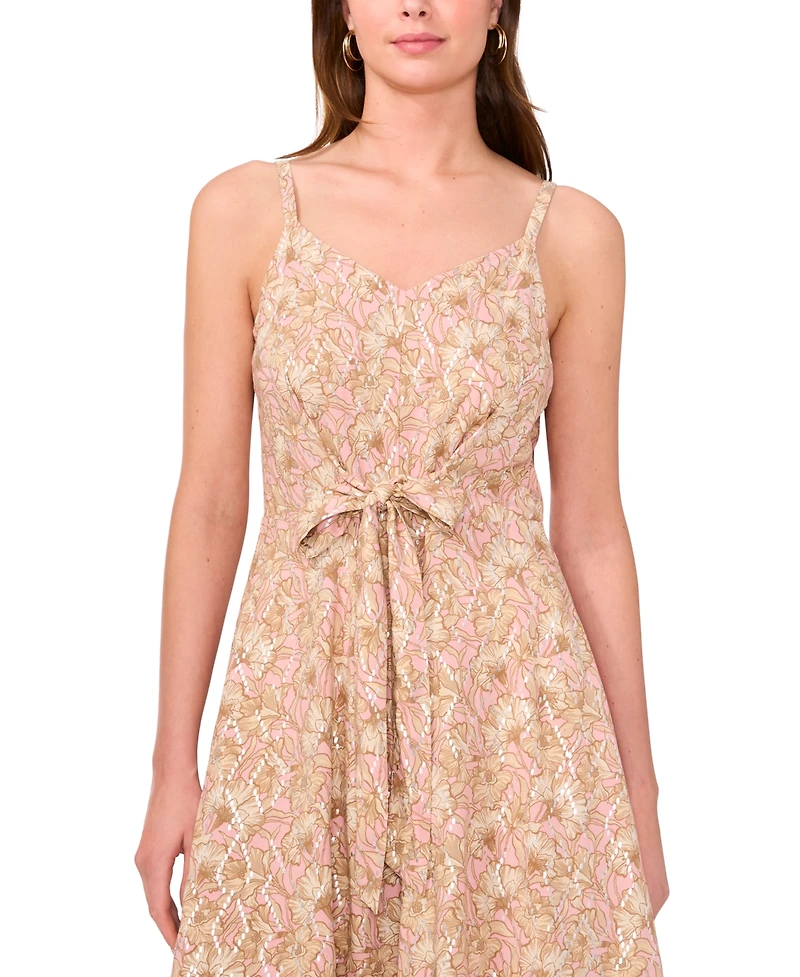 Msk Women's Printed Tie-Front Asymmetric-Hem Jumpsuit