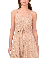 Msk Women's Printed Tie-Front Asymmetric-Hem Jumpsuit