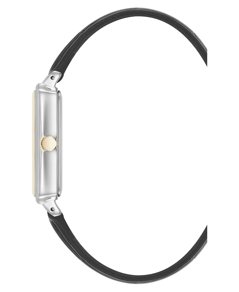 Anne Klein Women's Quartz Casual Black Polyurethane Leather and Two-Tone Metal Alloy Watch, 25mm
