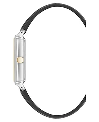 Anne Klein Women's Quartz Casual Black Polyurethane Leather and Two-Tone Metal Alloy Watch, 25mm