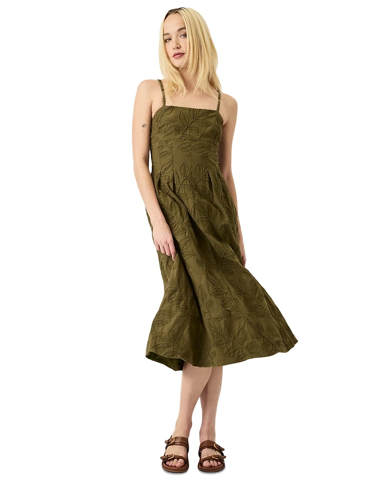 Luxely Women's Square-Neck A-Line Midi Dress