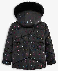 S Rothschild & Co Toddler and Little Girls Foil Quilt Puffer Jacket