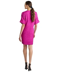 Natori Women's Floral Crinkle Jacquard Short-Sleeve Dress