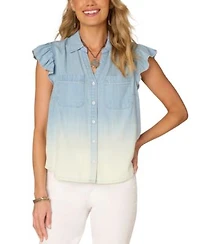 Democracy Womens Flutter Sleeve Shirt Xs 3x
