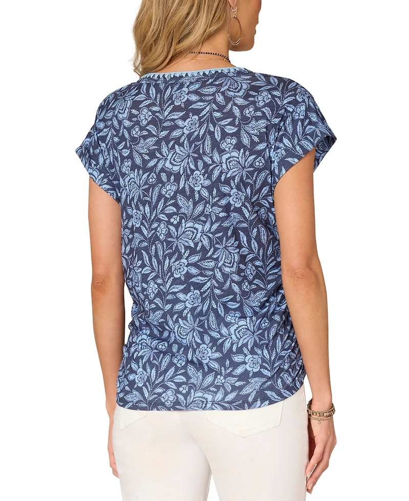 Democracy Women's Printed Cap-Sleeve Top