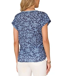 Democracy Women's Printed Cap-Sleeve Top
