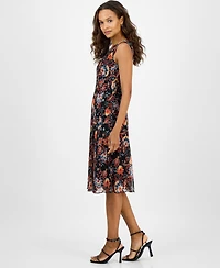 Connected Petite Sleeveless Floral Chiffon Sheath Dress