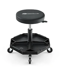 Heavy-Duty Adjustable Height Rolling Stool with Tool Tray Storage 330 Lbs Capacity