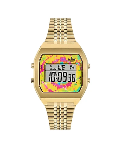 adidas Unisex Digital Gold-Tone Stainless Steel Watch, 36mm