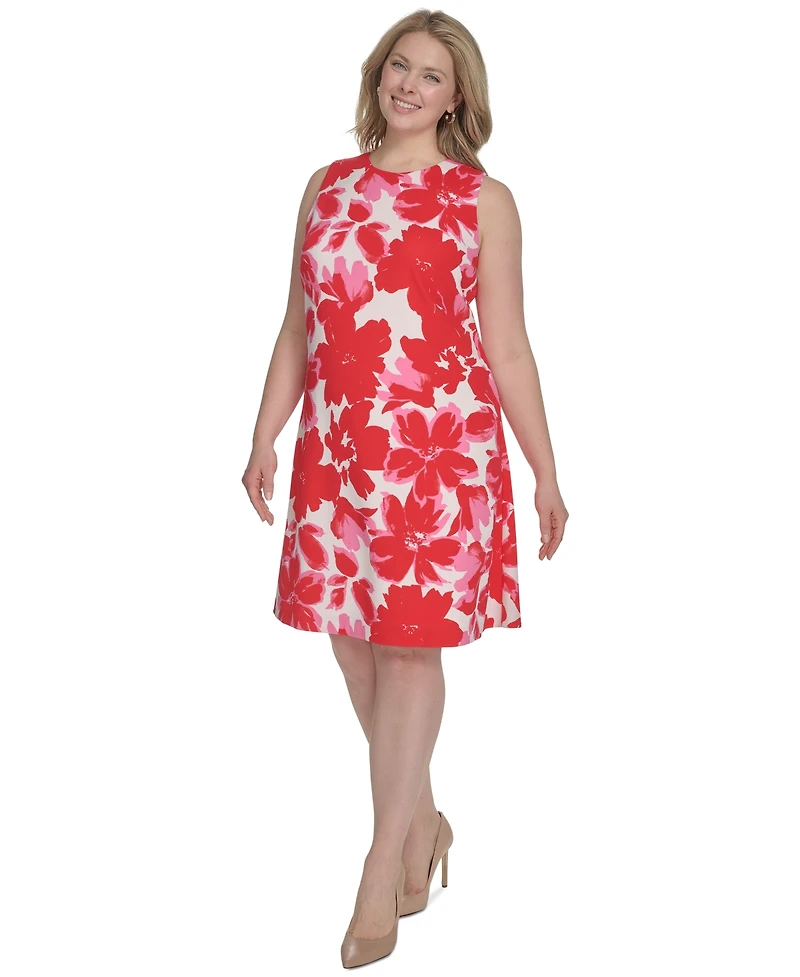 Jessica Howard Plus Floral-Print Sleeveless Shift Dress