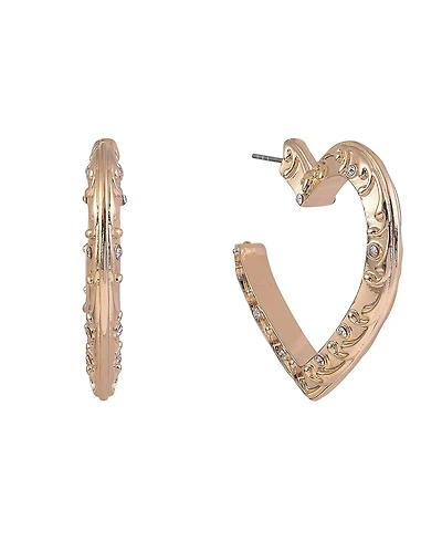 Rachel Rachel Roy Gold Tone Textured Post Heart Earrings
