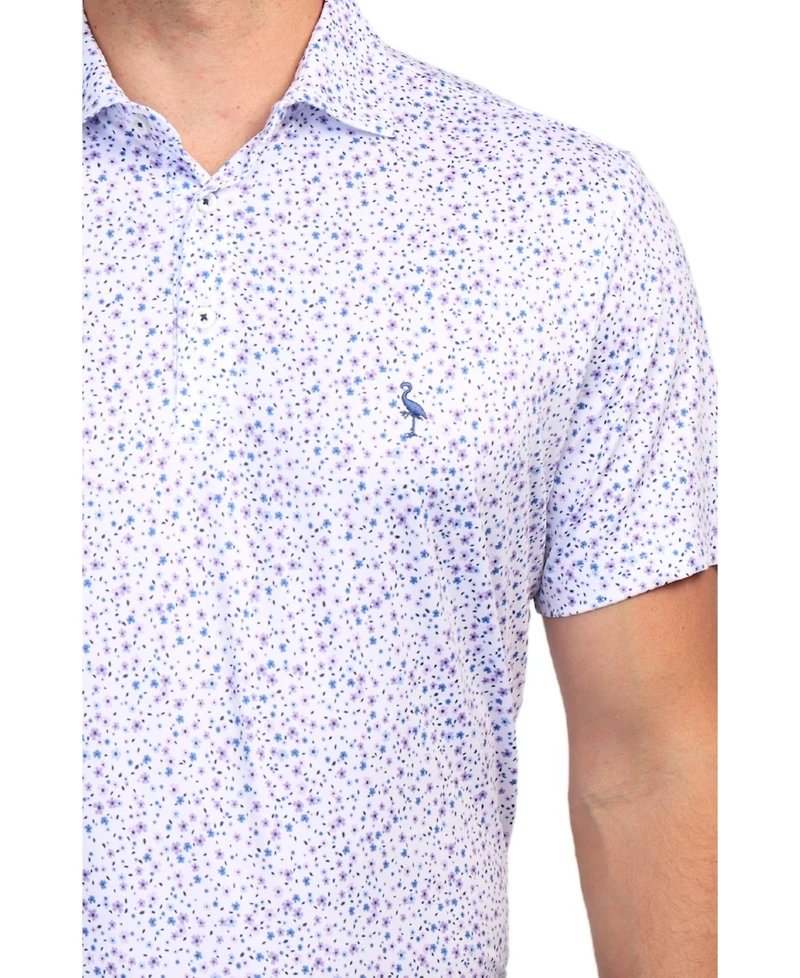 Tailorbyrd Men's Lilac Mini Floral Print Performance Polo for Men