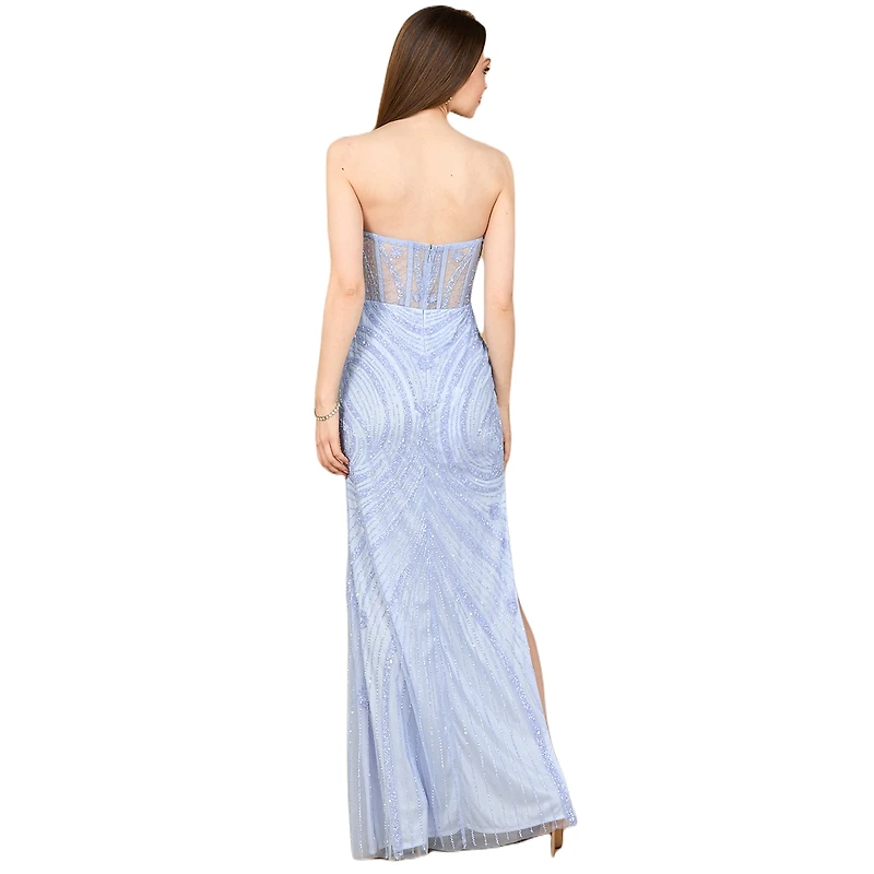 Lara Women's 9927 - Beaded Corset Dress with Slit