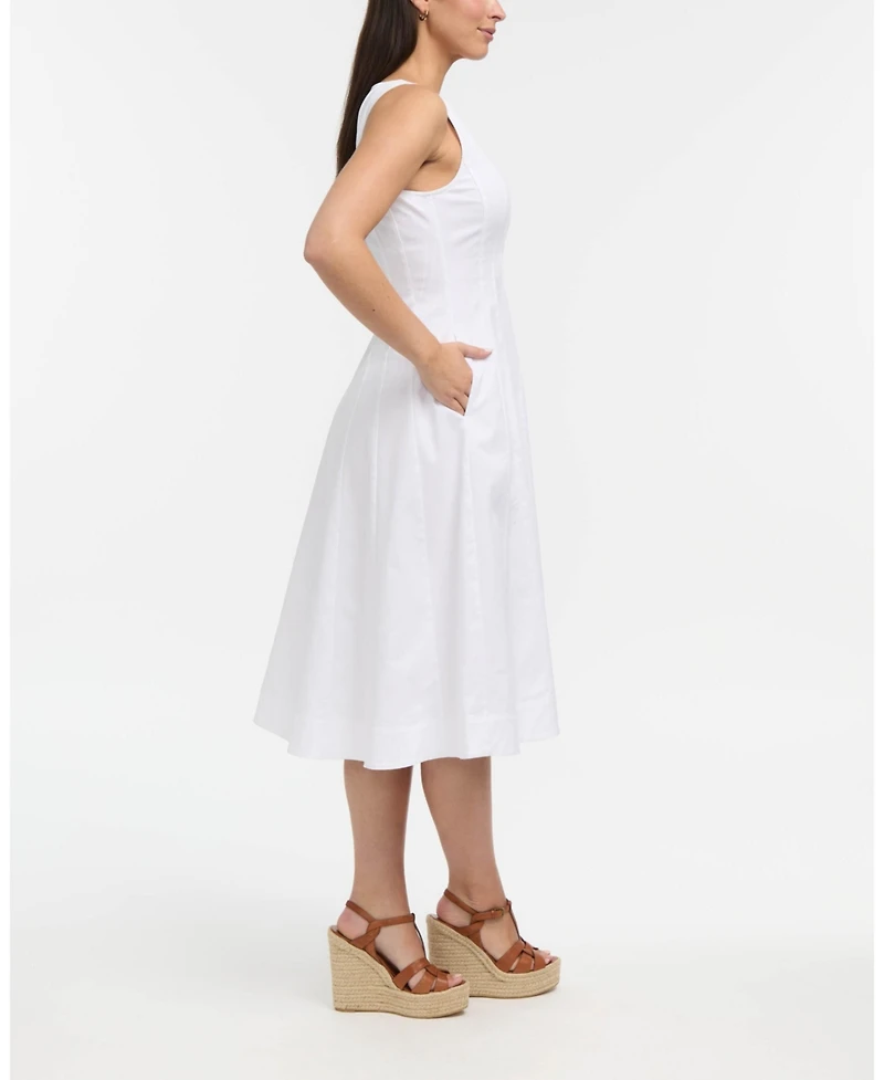 Ellen Tracy Women's Sleeveless Paneled Midi Dress