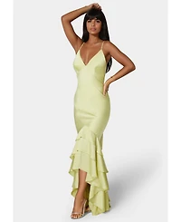 Bebe Women's Tiered Satin High Low Gown