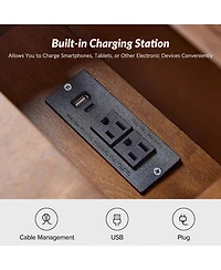 Traditional Mattew End Table with Storage and Built-In Outlets