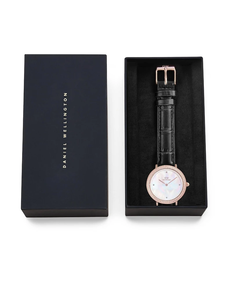 Daniel Wellington Women's Analog Black Leather Watch, 32mm