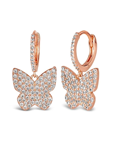 Anna Zuckerman Cz Essence Butterfly Earrings in Rose Gold