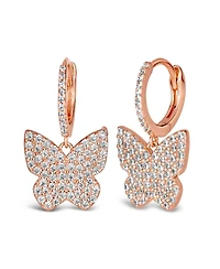 Anna Zuckerman Cz Essence Butterfly Earrings in Rose Gold