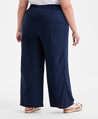 Style & Co Plus Eyelet-Trim Wide-Leg Pants, Exclusively at Macy's