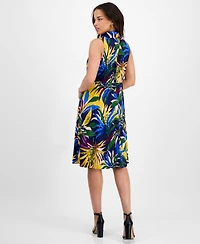 Sandra Darren Petite Printed Sleeveless Collared Shirtdress