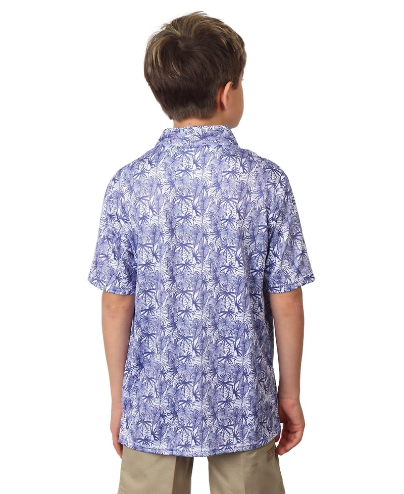 Tailorbyrd Boys Leaf Print Performance Polo Shirt for Comfort and Style