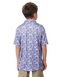 Tailorbyrd Boys Leaf Print Performance Polo Shirt for Comfort and Style