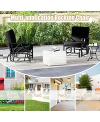 Patio Rocking Chair with Cushion Heavy-Duty Metal Frame Smooth Glider Outdoor