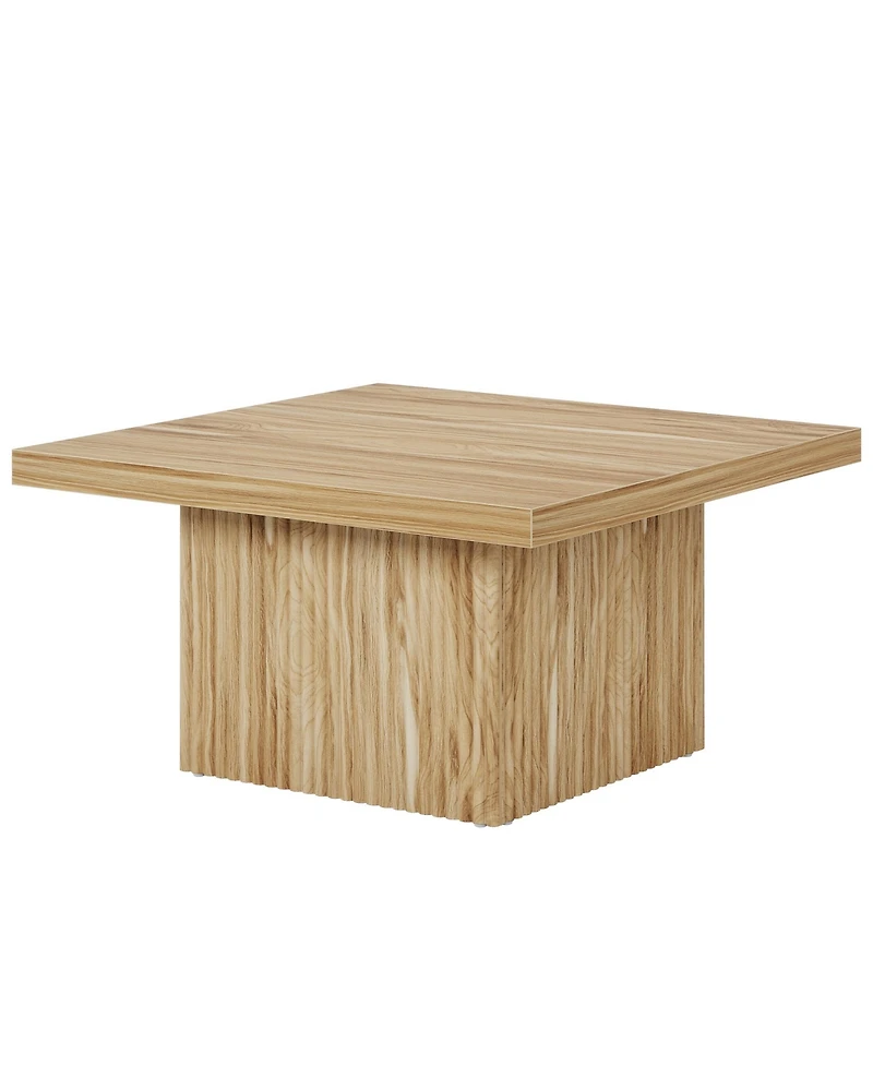 Tribesigns Square Coffee Table, 31.5-Inch Fluted Coffee Table, Mid-Century Modern Living Room Table, Large Cocktail Table for Living Room, Easy Assemb