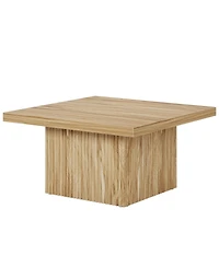 Tribesigns Square Coffee Table, 31.5-Inch Fluted Coffee Table, Mid-Century Modern Living Room Table, Large Cocktail Table for Living Room, Easy Assemb