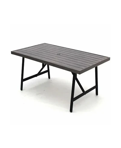 Four Seasons Courtyard Norwalk Slat Top Aluminum All Weather Patio Dining Table