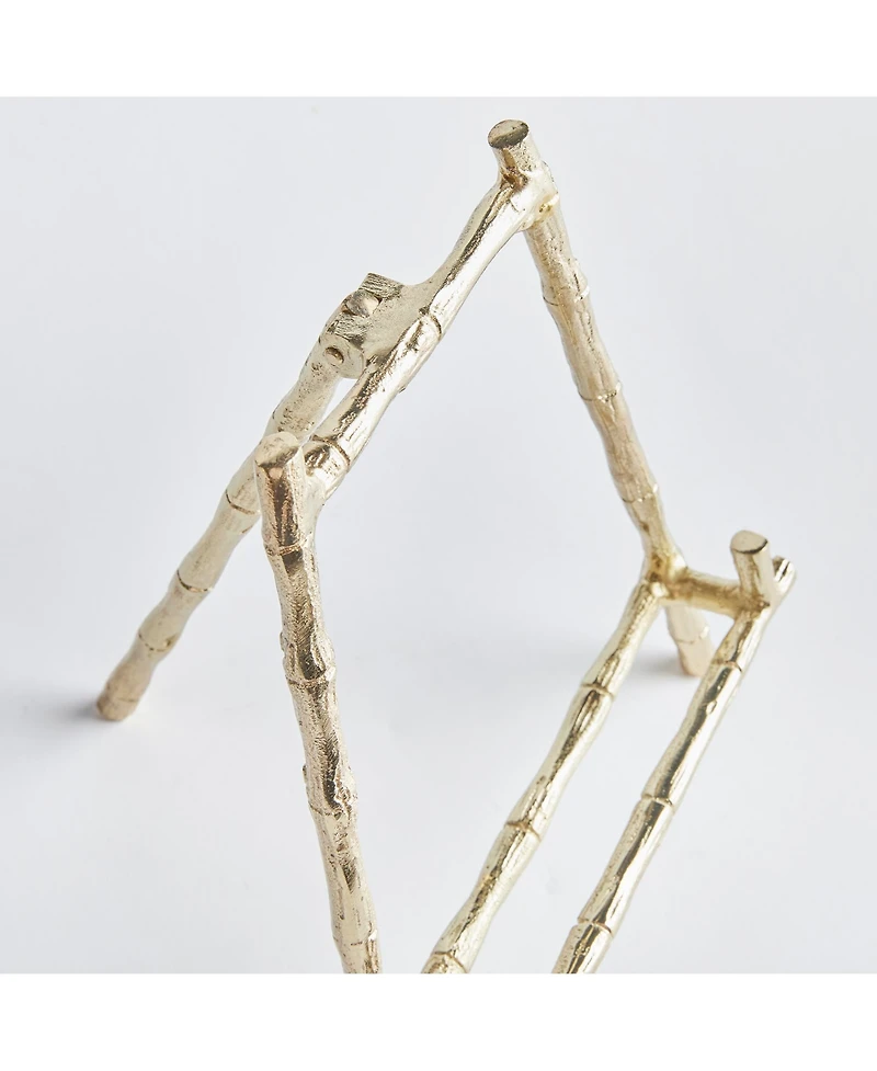 10.5" Baldwin Premium Gold Finish Bamboo Decorative Small Cookbook Art Picture Frame Luxury Easel Holder