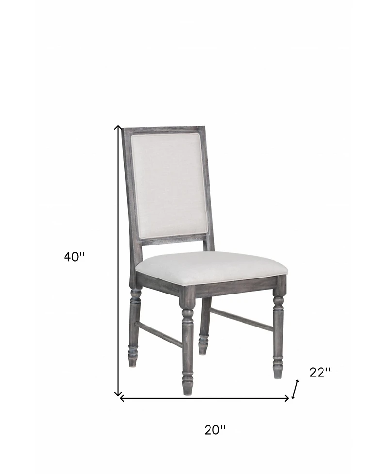 Set of Two Upholstered Linen Dining Side Chairs