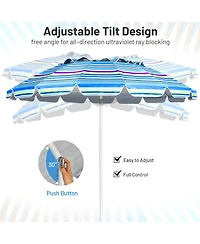 Gymax 8ft Beach Umbrella Outdoor Patio Garden w/ Carrying Bag Sand Anchor
