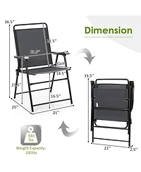 4PCS Outdoor Patio Folding Chair W/Armrest Portable Camping Lawn Garden
