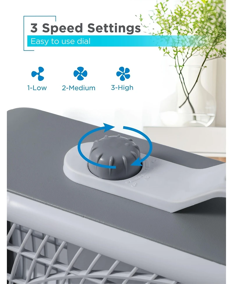 Black+Decker Box Fan with 3 Speed Settings, 20” Box Fan with Carrying Handle, Rotary Knob and Recessed Cord Storage, Portable Fan and Cooling F