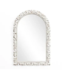 LuxenHome Distressed White Arch Rectangle 36-Inch Tall Wall Mirror, Accent and Vanity