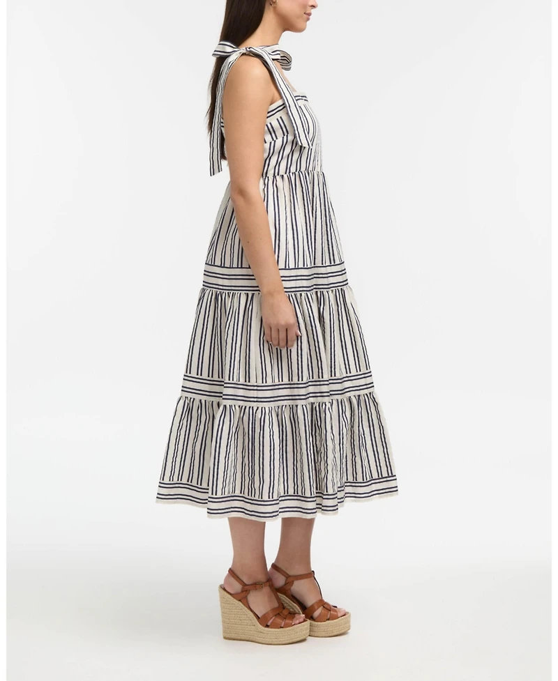 Ellen Tracy Women's Striped Tiered Midi Dress
