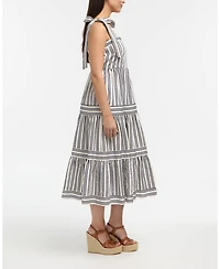 Ellen Tracy Women's Striped Tiered Midi Dress