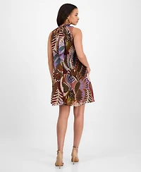 Robbie Bee Petite Printed Mock-Neck Shift Dress