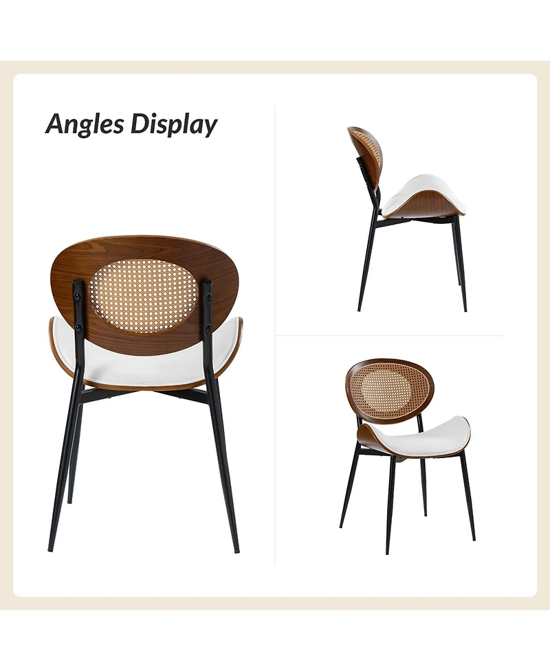 Ema Modern Dining Chair with Curved Wood Backrest,Set of 2