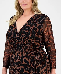 Connected Plus Printed Surplice Side-Tie Dress