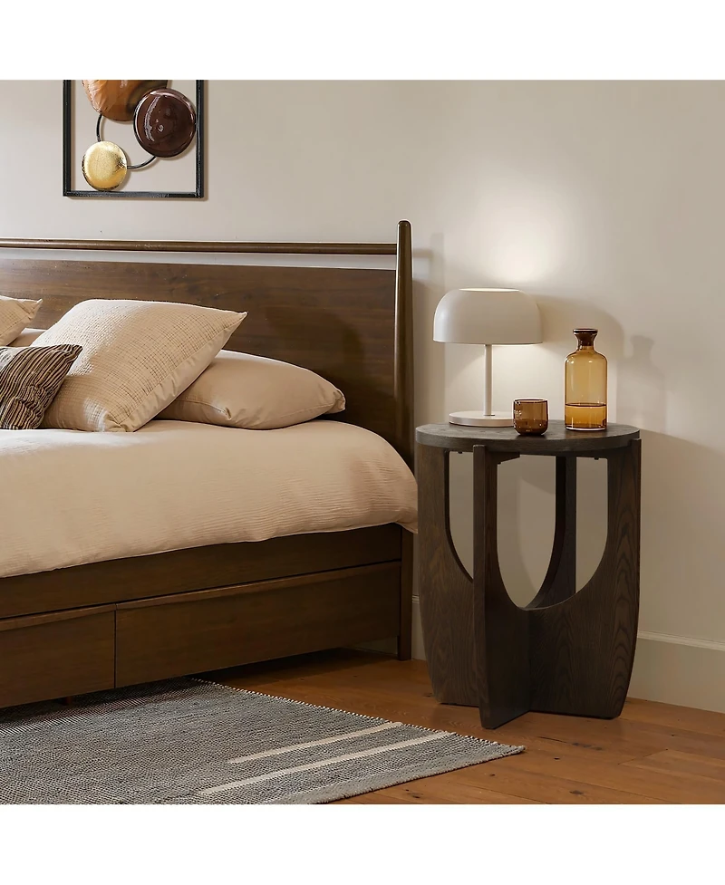 LuxenHome 20-Inch Round Wood Side Table with Walnut Finish