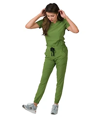 Medgear Women's Olivia 4 Pocket Top Gathered Jogger Pants Set