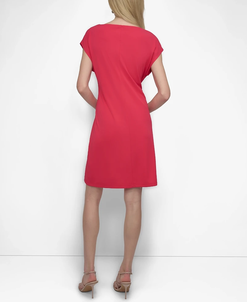 Dkny Women's Hardware-Trim Side-Ruched Dolman-Sleeve Dress