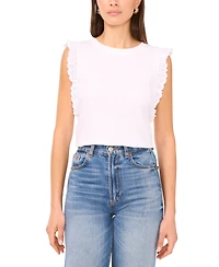 Vince Camuto Women's Cotton Eyelet-Lace Trim Tank Top