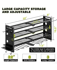 Hausource 4 Tier Power Tool Organizer Shelving Wall Mount Utility Storage Rack，Black