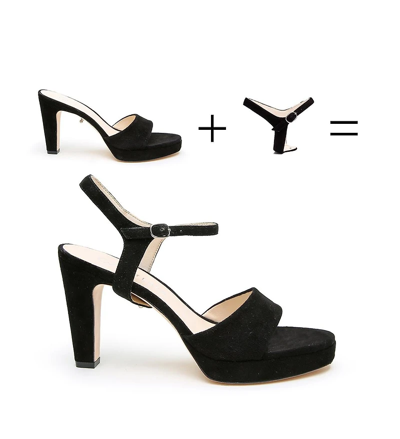 Alterre Women's Black Suede Jackie Customizable Platform