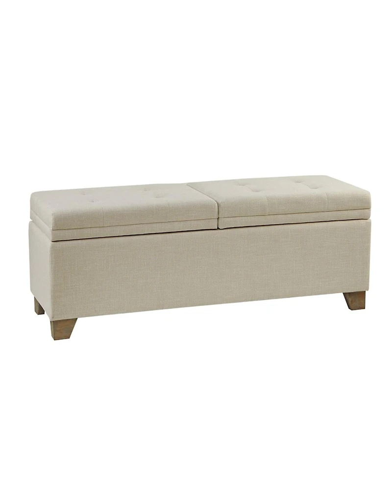 Upholstered Storage Bench with Tufted Split Top and Solid Wood Legs for Entryway or Bedroom-The Pop Home