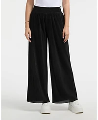 Ellen Tracy Women's Smocked Waist Wide Leg Plisse Pant
